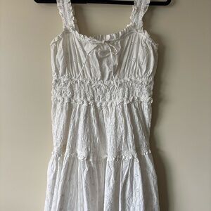 GAP White Eyelet Smocked Dress with Ruffle Straps